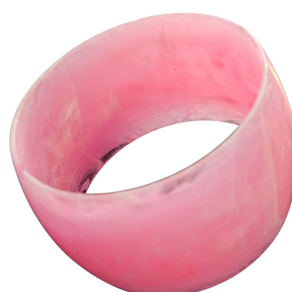 Vintage Mod 80s Pink Smooth Swriled Lucite Chunky Braclet - Picture 11 of 11